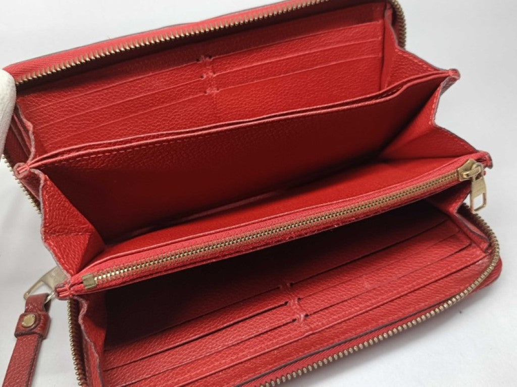 LOUIS VUITTON ルイヴィトン 長財布 ジッピー ウォレット M61865 スリーズ（レッド）系 モノグラム アンプラント レディース ラウンドファスナー ゴールド金具 美品