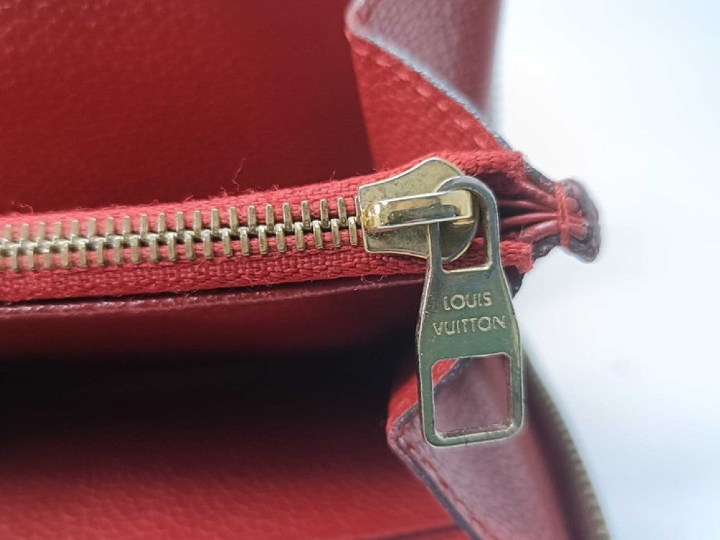 LOUIS VUITTON ルイヴィトン 長財布 ジッピー ウォレット M61865 スリーズ（レッド）系 モノグラム アンプラント レディース ラウンドファスナー ゴールド金具 美品
