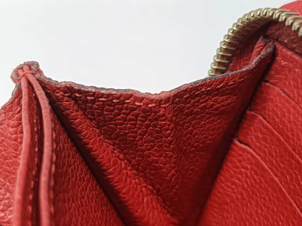 LOUIS VUITTON ルイヴィトン 長財布 ジッピー ウォレット M61865 スリーズ（レッド）系 モノグラム アンプラント レディース ラウンドファスナー ゴールド金具 美品