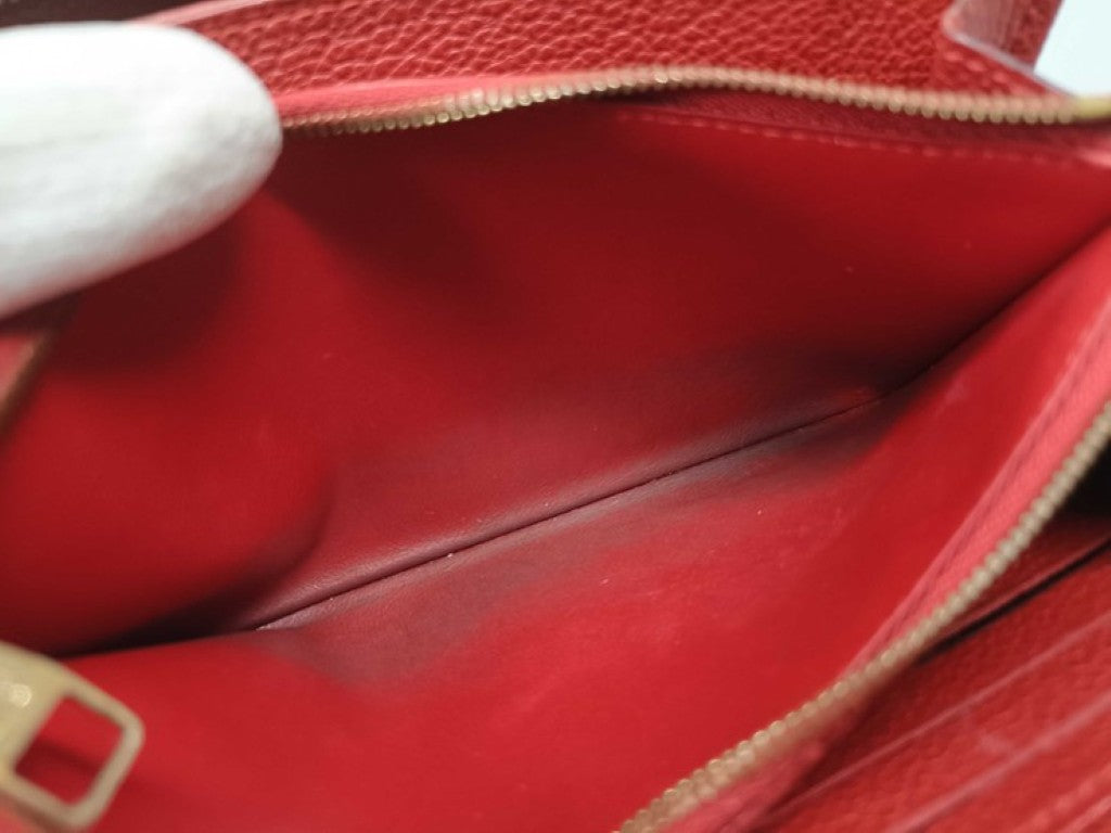 LOUIS VUITTON ルイヴィトン 長財布 ジッピー ウォレット M61865 スリーズ（レッド）系 モノグラム アンプラント レディース ラウンドファスナー ゴールド金具 美品