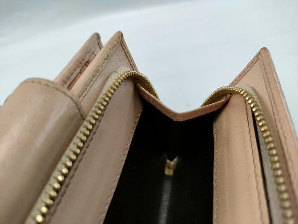 GUCCI グッチ 二つ折り財布 GGキャンバス 154255 ベージュ系 キャンバス レザー レディース ゴールド金具 美品