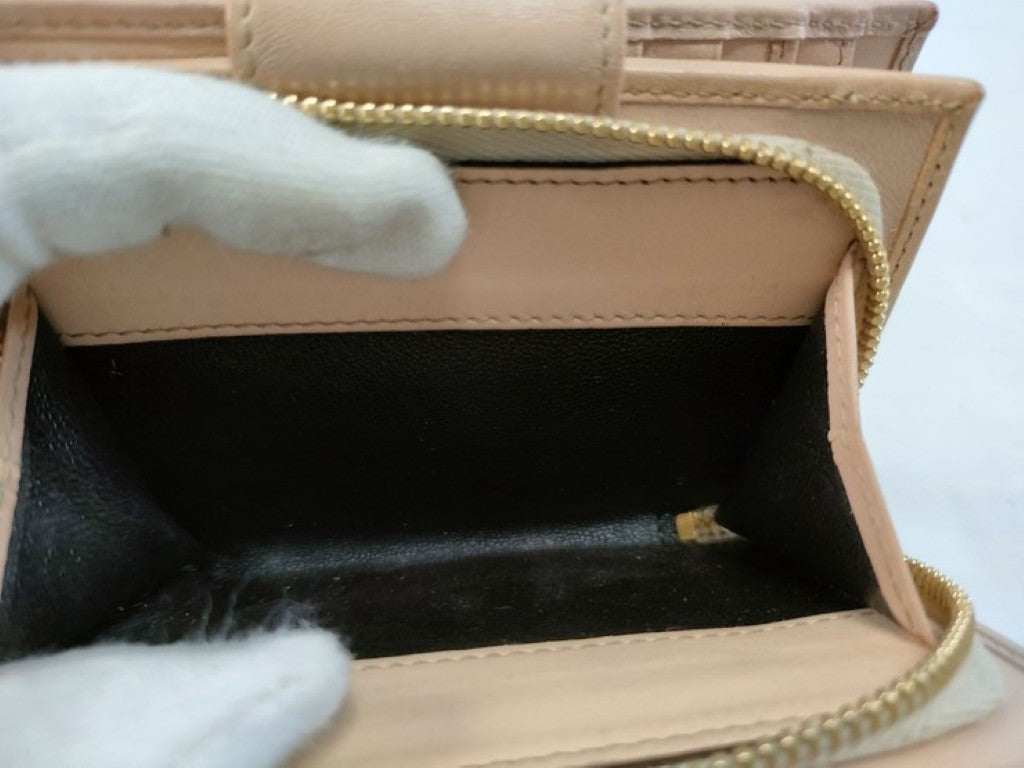 GUCCI グッチ 二つ折り財布 GGキャンバス 154255 ベージュ系 キャンバス レザー レディース ゴールド金具 美品