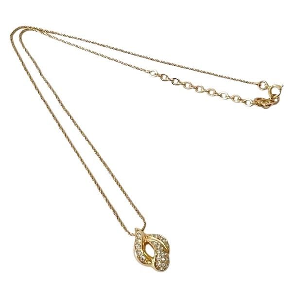 Christian Dior ディオール ネックレス ゴールド系 メタル ラインストーン レディース 美品