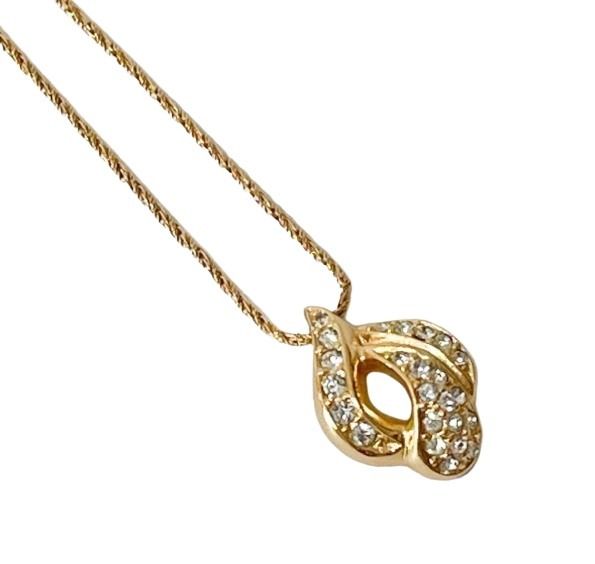 Christian Dior ディオール ネックレス ゴールド系 メタル ラインストーン レディース 美品