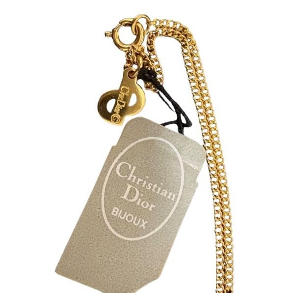 Christian Dior ディオール ネックレス ゴールド系 メタル ラインストーン レディース 超美品