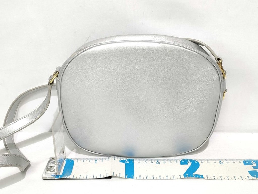 CELINE セリーヌ ショルダーバッグ Cチャーム 188353 シルバー系 レザー レディース ゴールド金具 美品
