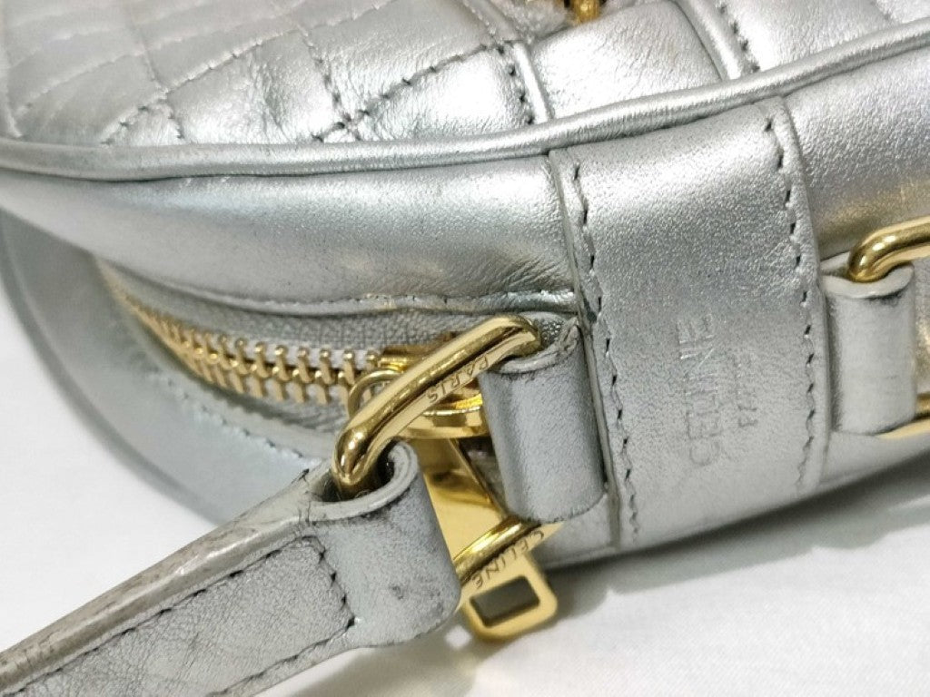 CELINE セリーヌ ショルダーバッグ Cチャーム 188353 シルバー系 レザー レディース ゴールド金具 美品