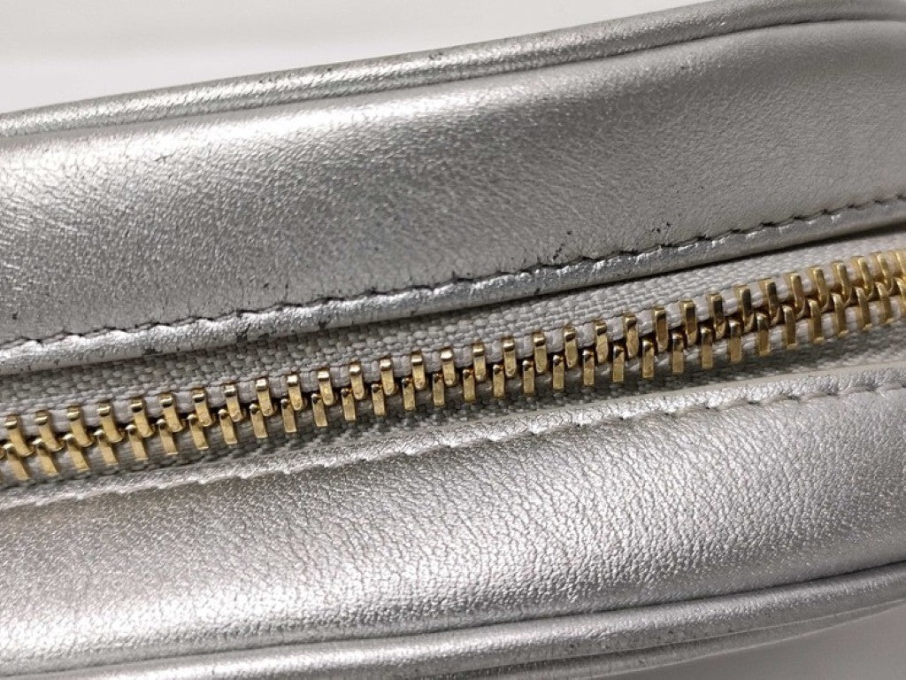 CELINE セリーヌ ショルダーバッグ Cチャーム 188353 シルバー系 レザー レディース ゴールド金具 美品