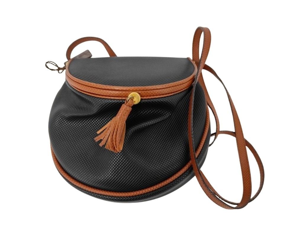 BOTTEGA VENETA ボッテガヴェネタ ショルダーバッグ マルコポーロ ブラック ブラウン系 PVC レザー レディース フリンジ ゴールド金具 美品