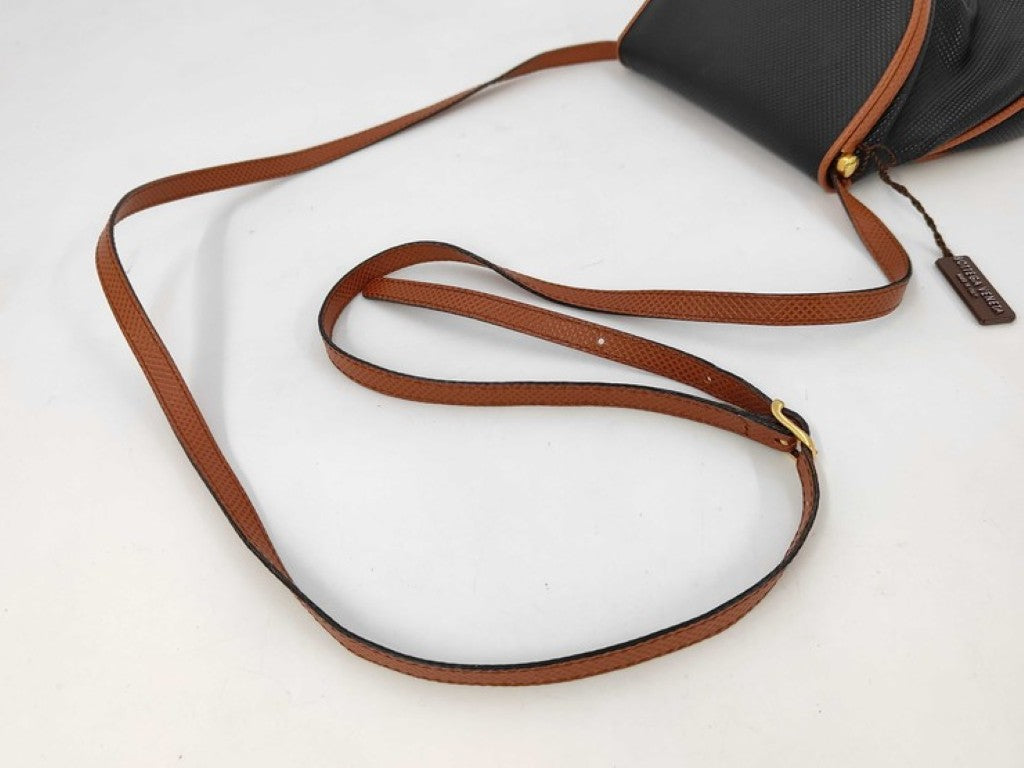 BOTTEGA VENETA ボッテガヴェネタ ショルダーバッグ マルコポーロ ブラック ブラウン系 PVC レザー レディース フリンジ ゴールド金具 美品