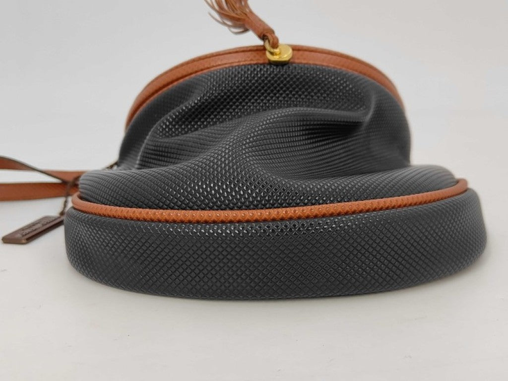BOTTEGA VENETA ボッテガヴェネタ ショルダーバッグ マルコポーロ ブラック ブラウン系 PVC レザー レディース フリンジ ゴールド金具 美品