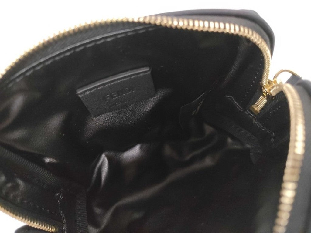 FENDI フェンディ ポーチ メイクアップポーチ 8N0179 ブラック系 キャンバス レディース FFエンボス ゴールド金具 美品
