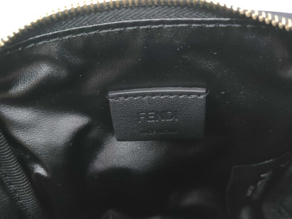 FENDI フェンディ ポーチ メイクアップポーチ 8N0179 ブラック系 キャンバス レディース FFエンボス ゴールド金具 美品