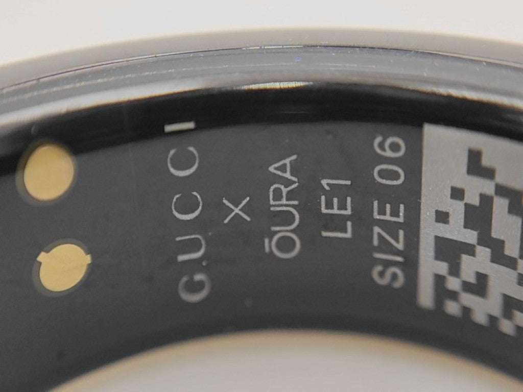 GUCCI グッチ リング オーラ インターロッキングG LE1 ブラック系 チタン レディース OURA オーラ 指輪 美品