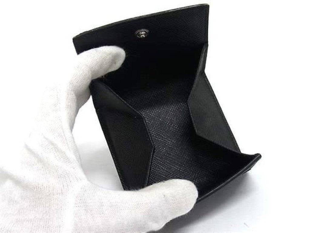 PRADA プラダ コインケース 2MM935 ブラック系 サフィアーノレザー ユニセックス シルバー金具 美品