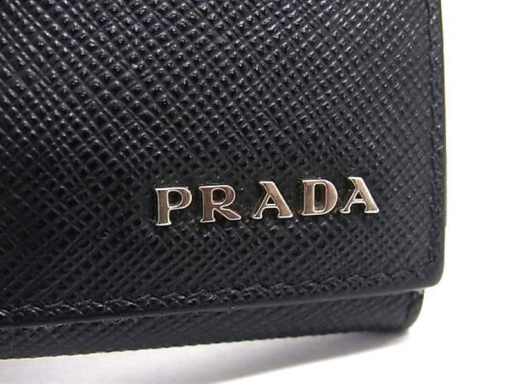 PRADA プラダ コインケース 2MM935 ブラック系 サフィアーノレザー ユニセックス シルバー金具 美品
