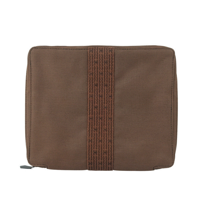 HERMES エルメス クラッチバッグ エールライン マルチケース 101196M ブラウン系 キャンバス ユニセックス ラウンドファスナー 美品