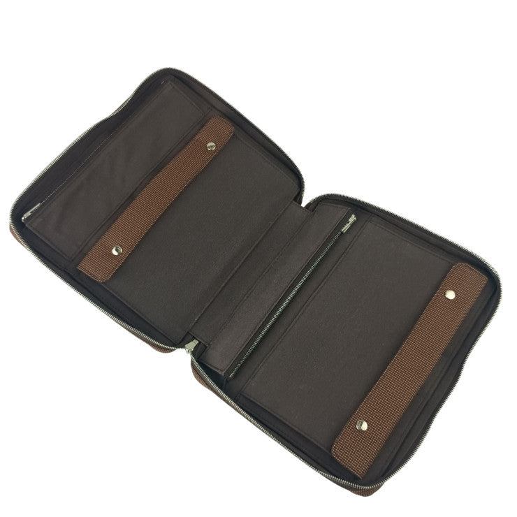 HERMES エルメス クラッチバッグ エールライン マルチケース 101196M ブラウン系 キャンバス ユニセックス ラウンドファスナー 美品