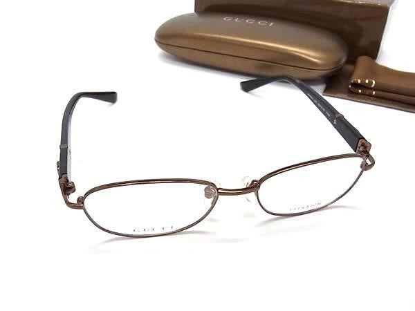 GUCCI グッチ 眼鏡 メガネフレーム GG8555J ブロンズ系 チタン レディース 伊達メガネ インターロッキングG 美品