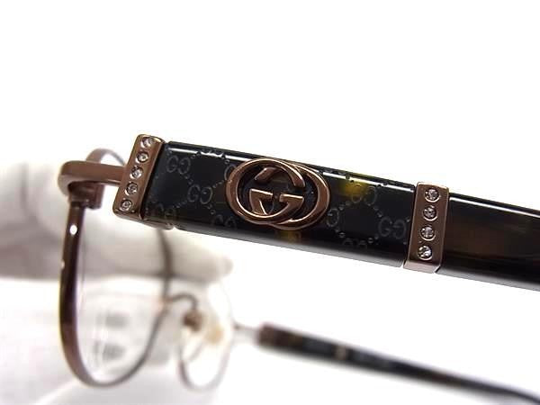 GUCCI グッチ 眼鏡 メガネフレーム GG8555J ブロンズ系 チタン レディース 伊達メガネ インターロッキングG 美品