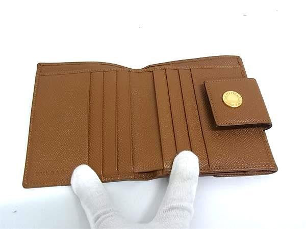 BVLGARI ブルガリ 二つ折り財布 ブルガリブルガリ Wホック財布 ブラウン系 レザー レディース ゴールド金具 美品