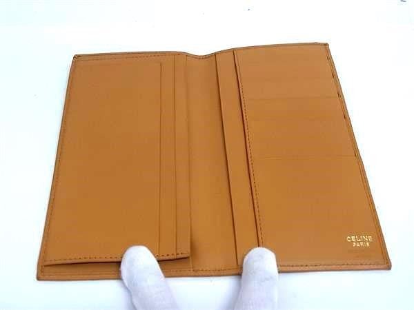 CELINE セリーヌ 長財布 マカダム柄 札入れ ブラウン系 PVC×レザー ユニセックス ヴィンテージ 二つ折り財布 美品
