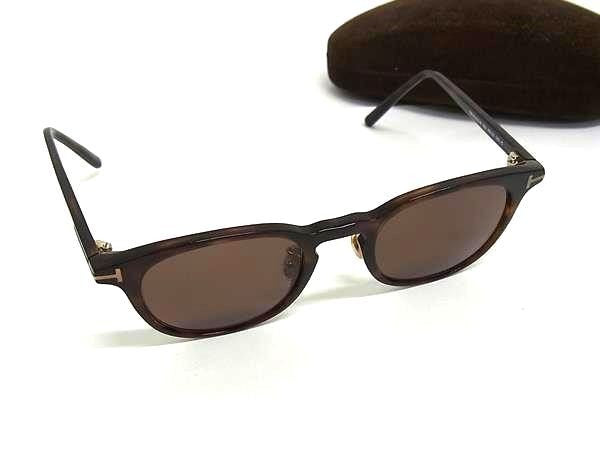 TOM FORD トムフォード サングラス アジアンフィット TF95725-D-B ブラウン系×レンズ クリアブラウン系 プラスチック ユニセックス ゴールド金具 美品