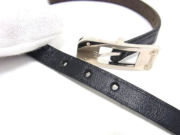 HERMES エルメス ブレスレット ケリー アルディオン ブラック系 レザー ユニセックス シルバー金具 美品