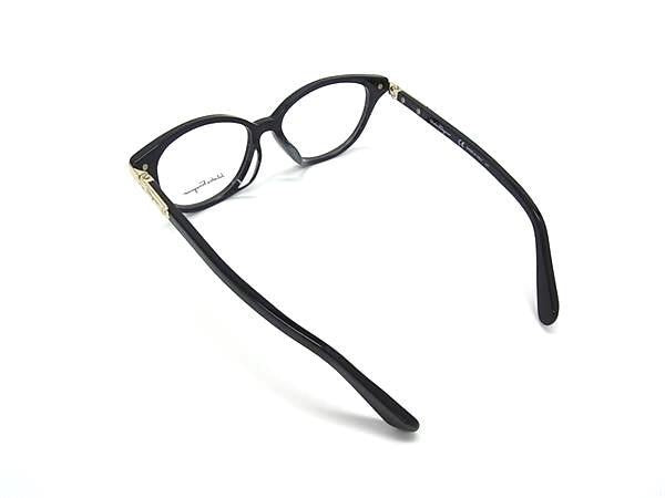 SALVATORE FERRAGAMO フェラガモ 眼鏡 メガネフレーム SF2807A ブラック系×レンズ クリア プラスチック レディース ゴールド金具 伊達メガネ 美品