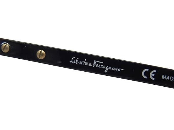 SALVATORE FERRAGAMO フェラガモ 眼鏡 メガネフレーム SF2807A ブラック系×レンズ クリア プラスチック レディース ゴールド金具 伊達メガネ 美品