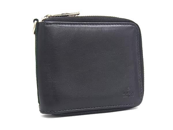 GUCCI グッチ 二つ折り財布 ジップアラウンド コンパクトウォレット 336382 ブラック系 レザー メンズ 札入れ シェリーライン 美品