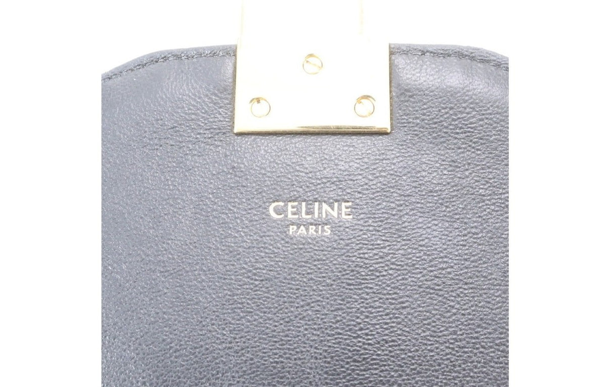 CELINE セリーヌ ショルダーバッグ C ミディアム ブラック系 レザー レディース キルティング チェーン ゴールド金具 美品