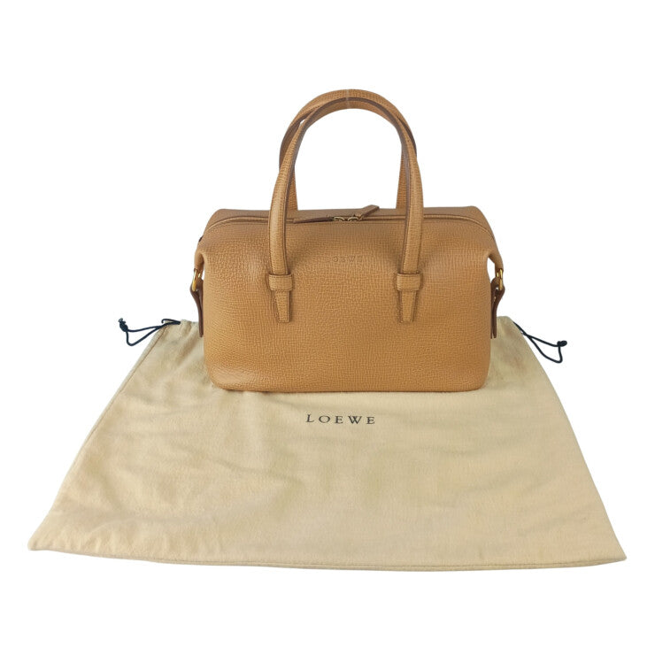 LOEWE ロエベ ハンドバッグ ミニボストンバッグ ライトブラウン系 レザー レディース ゴールド金具 美品