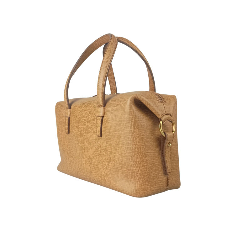 LOEWE ロエベ ハンドバッグ ミニボストンバッグ ライトブラウン系 レザー レディース ゴールド金具 美品