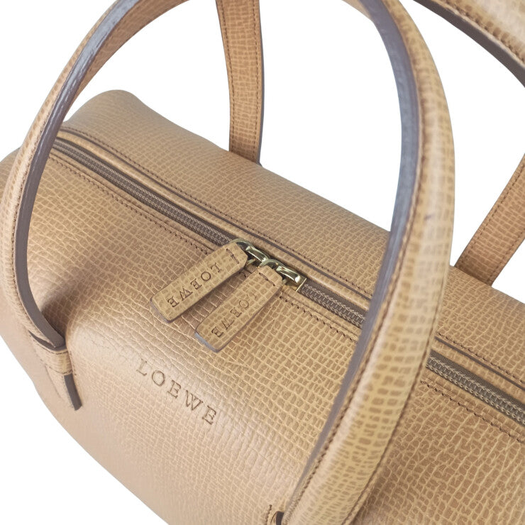 LOEWE ロエベ ハンドバッグ ミニボストンバッグ ライトブラウン系 レザー レディース ゴールド金具 美品