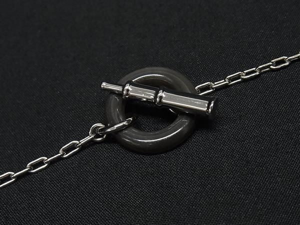 HERMES エルメス ネックレス パノラマ シルバー系 × グリーン系 メタル バッファローホーン ユニセックス ペンダント トグル