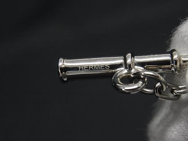 HERMES エルメス ネックレス パノラマ シルバー系 × グリーン系 メタル バッファローホーン ユニセックス ペンダント トグル