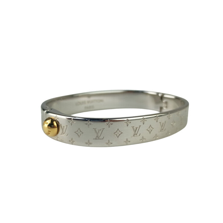 LOUIS VUITTON ルイヴィトン ブレスレット カフ ナノグラム M00249 シルバー × ゴールド系 メタル レディース バングル 超美品