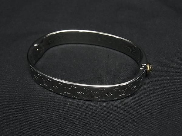 LOUIS VUITTON ルイヴィトン ブレスレット カフ ナノグラム M00249 シルバー × ゴールド系 メタル レディース バングル 超美品