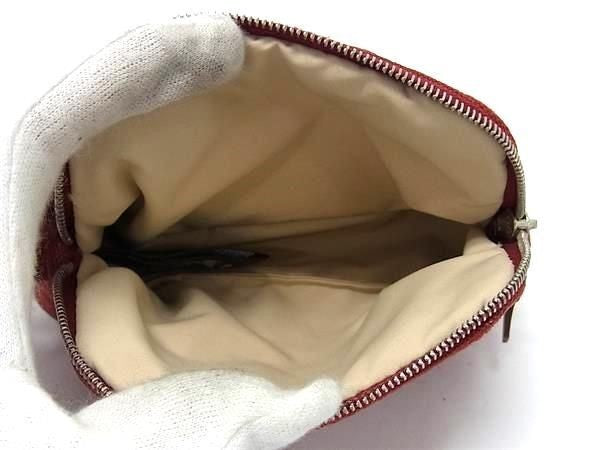 HERMES エルメス 化粧ポーチ ボリードポーチ16 レッドブラウン系 キャンバス レディース シルバー金具 美品