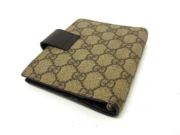 GUCCI グッチ 手帳カバー GGスプリーム 115240 ベージュ ブラウン系 PVC レザー ユニセックス システム手帳 6穴 美品