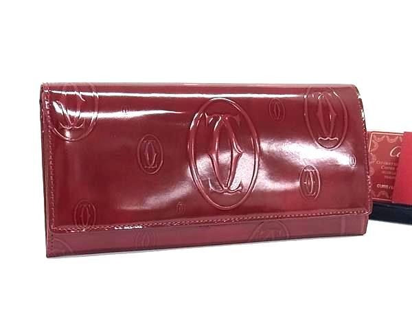 CARTIER カルティエ 長財布 ハッピーバースデー L3000722 ボルドー系 パテントレザー レディース 二つ折り 美品