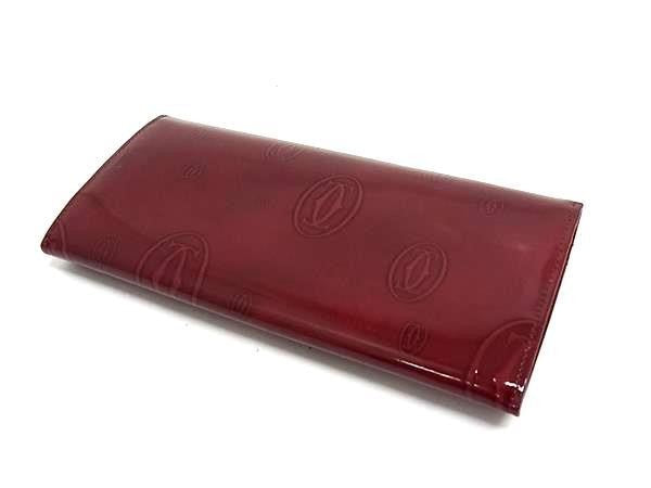 CARTIER カルティエ 長財布 ハッピーバースデー L3000722 ボルドー系 パテントレザー レディース 二つ折り 美品