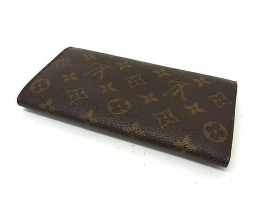 LOUIS VUITTON ルイヴィトン 長財布 ポシェット ポルトモネ クレディ M61725 ブラウン系 モノグラム ユニセックス 二つ折り ゴールド金具 美品