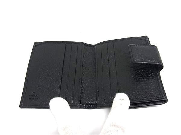 GUCCI グッチ 二つ折り財布 GGキャンバス 112716 ブラック系 キャンバス×レザー レディース Wホック シルバー金具 美品