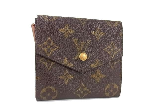 LOUIS VUITTON ルイヴィトン 三つ折り財布 ポルトモネビエ カルトクレディ M61660 ブラウン系 モノグラム レディース Wホック 美品