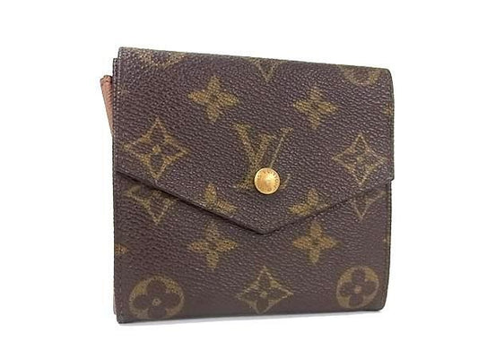 LOUIS VUITTON ルイヴィトン 三つ折り財布 ポルトモネビエ カルトクレディ M61660 ブラウン系 モノグラム レディース Wホック 美品