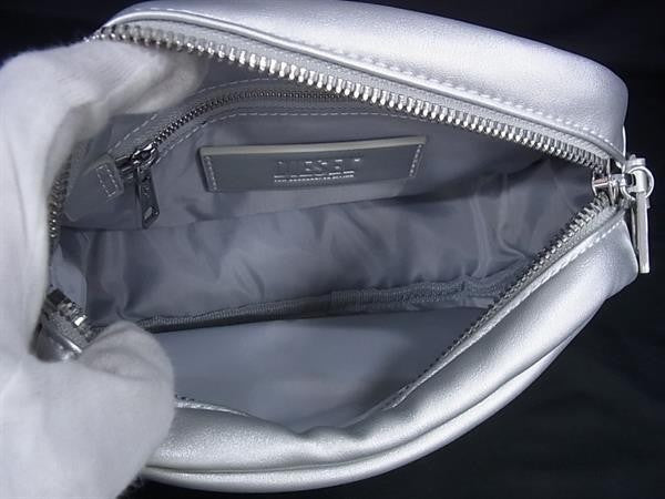 DIESEL ディーゼル ハンドバッグ イニシャルチェーン 2WAY ショルダーバッグ X10075 シルバー系 レザー レディース 超美品
