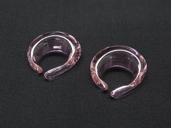 Baccarat バカラ イヤリング クレオール イヤーカフ クリアピンク系 クリスタルガラス レディース 両耳用 超美品