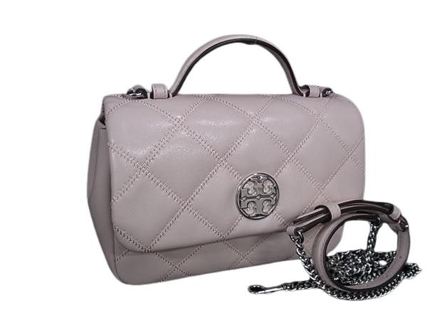 TORY BURCH トリーバーチ ハンドバッグ ウィラ ミニ トップハンドル ピンク系 レザー レディース キルティング 超美品